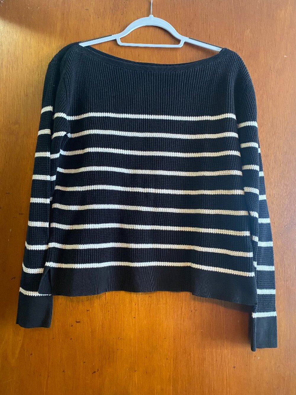 Vintage Esprit Women's Sweater Medium Black/White Stripe 100% Cotton